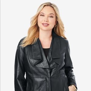 Jessica London Drape Front Leather Jacket